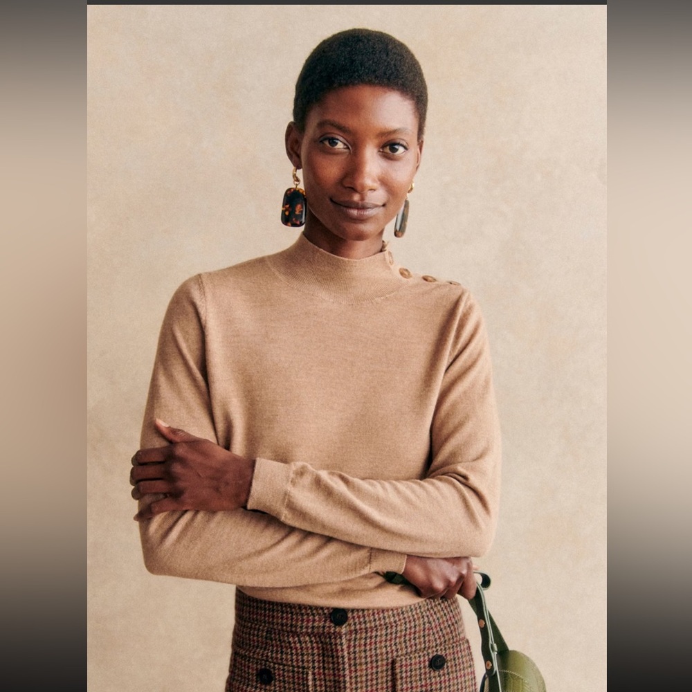 Sezane Jacob Tan Women's Turtleneck Sweater